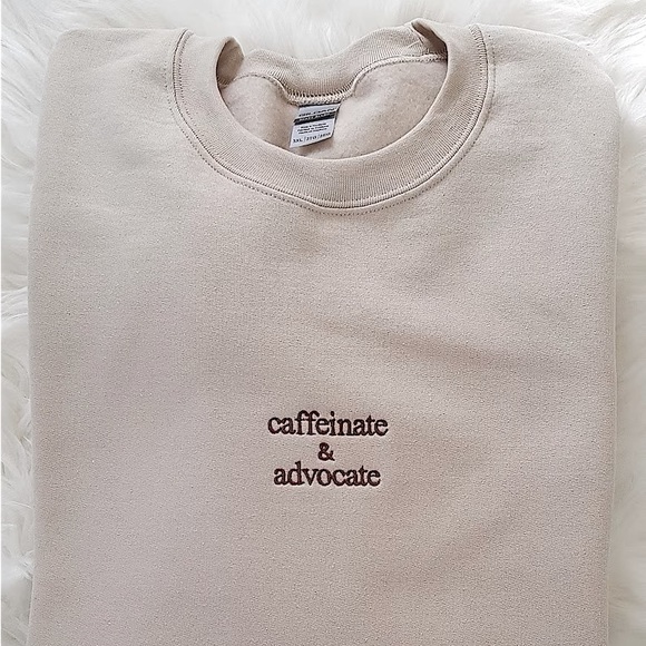 Embroider coffee quote - CREWNECK SWEATSHIRT - Picture 2 of 2